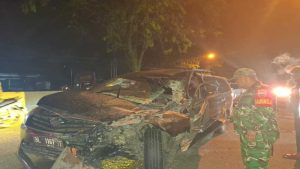 Tabrakan di Jalan Lintas Sumatera Medan, Dua Kendaraan Hancur, Satu Pengemudi Luka Ringan