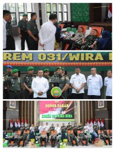 Dalam Rangka HUT Ke-66 Korem 031/Wira Bima, digelar Donor Darah, Pengobatan Gratis, dan Pembagian Sembako kepada Masyarakat