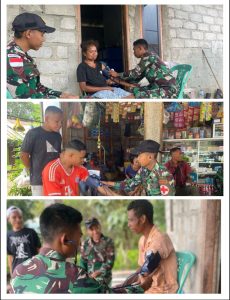 SATGAS PAMTAS RI-RDTL YONARHANUD 15/DBY POS APLAL LAKSANAKAN KEGIATAN KESEHATAN KELILING DI DUSUN NUNSENA