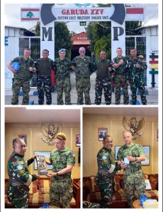 Komandan Satgas MPU XXV-Q/UNIFIL Letkol Cpm Kenht Ruben Edison menerima kunjungan Komandan Serbia Lt. Col Dejan Taskov