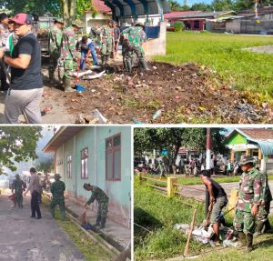 TMMD ke-124 Kodim 0320 Dumai Sasar Kebersihan Lingkungan, Pasar Minggu Bukit Kayu Kapur Bersih Bersama TNI dan Warga