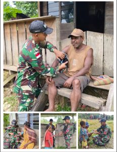 Peduli Kesehatan Warga Papua, Satgas Yonif 641/Bru Berikan Pelayanan Kesehatan Keliling Kepada Warga Kampung Benawa