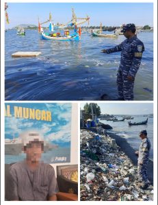 Prajurit TNI AL Amankan Pemulung Buang Sampah Sembarangan di Pantai Muncar, Laut Bukan Tempat Sampah.!!