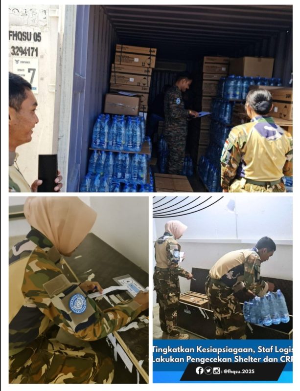 *Tingkatkan kesiapsiagaan, Staf Logistik FHQSU melakukan pengecekan shelter dan CRP.*
