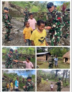 Sapa Masyarakat Papua, Satgas Yonif 641/Bru Laksanakan Komsos Kepada Masyarakat Distrik Kelila