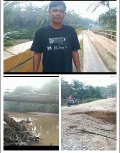 Kondisi Jembatan Sei Juragi Penghubung Antara Bangun Jaya Ke Pagar Mayang Rusak Parah