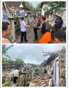 *Satu Rumah Roboh di Desa Songgon, Polsek bersama Warga Sigap Beri Bantuan bersihkan puing*