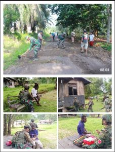 Peduli Terhadap Warga, Satgas Yonif 642/Kps Datangi Rumah Warga Laksanakan Yankes