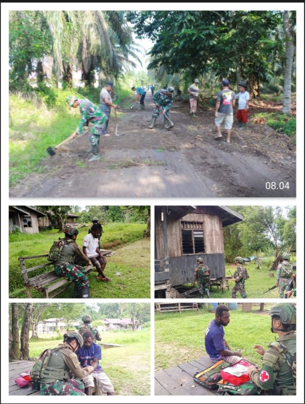 Peduli Terhadap Warga, Satgas Yonif 642/Kps Datangi Rumah Warga Laksanakan Yankes