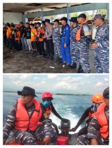PRAJURIT LANAL BANYUWANGI BERSAMA TIM SAR GABUNGAN TEMUKAN KORBAN LAKA LAUT DI PERAIRAN PROBOLINGGO.