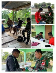 SATGAS PAMTAS RI–RDTL YONARHANUD 15/DBY POS WINI BERIKAN LAYANAN KESEHATAN KEPADA WARGA DESA HUMUSU WINI