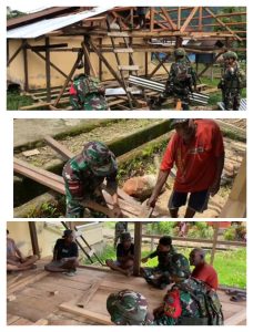 Satgas Yonif 642/Kps Karya Bakti Renovasi Ruang Klasis Gereja Sion di Papua