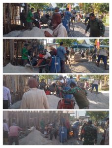 Jelang Penutupan TMMD ke-124 Kodim 0320 Dumai, TNI dan Warga Berjibaku Gotong Royong Cor Masjid Al-Ikhsan
