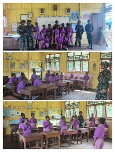 Satgas Yonif 642/Kps Berikan Wasbang Kepada Anak-Anak Papua