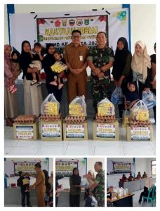 Pemberian Bantuan Sosial Percepatan Penurunan Stunting di Kelurahan Bukit Kayu Kapur dalam Rangkaian TMMD Ke-124 Kodim 0320 Dumai