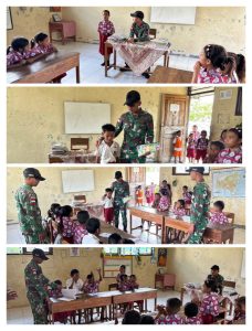 SATGAS PAMTAS RI-RDTL YONARHANUD 15/DBY TANAMKAN WASBANG DI SEKOLAH PERBATASAN