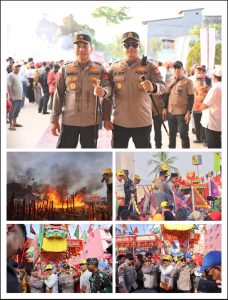 Kolaborasi Tim Polres Rokan Rohil sukses menggelar pengamanan dalam acara event Tahunan Bakar Tongkang yang berlangsung di Kota Bagansiapi-api