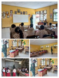 Satgas Pamtas RI–RDTL Yonarhanud 15/DBY Pos Manusasi Bantu Pengawasan Ujian Kenaikan Kelas di SDK Manusasi