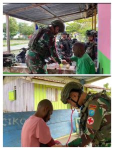 Satgas Yonif 642/kps Melaksanakan Kegiatan Pelayanan Kesehatan di Kampung Jagiro