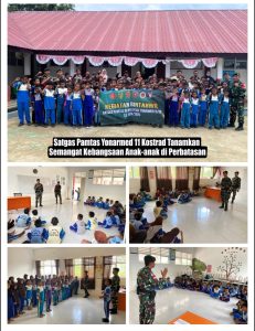 *Satgas Pamtas Yonarmed 11 Kostrad Tanamkan Semangat Kebangsaan Anak-Anak di Perbatasan*