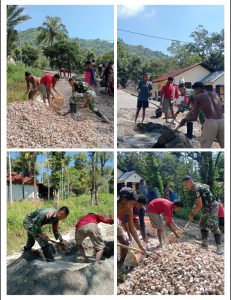 Kerja Bakti Perbaikan Jalan oleh Satgas Pamtas RI – RDTL Sektor Barat