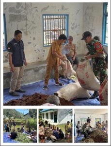Pelatihan Pupuk Kompos oleh Satgas Pamtas RI-RDTL di Desa Nilulat