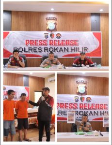 Kapolres Rohil, AKBP ISA IMAM SYAHRONI S.I.K., M.H. pimpin langsung Press release kasus karlahut