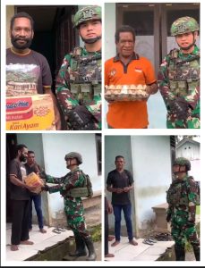 TEBAR KEBAIKAN SATGAS YONIF 642/KPS BERBAGI SEMBAKO DI KAMPUNG NAIKERE