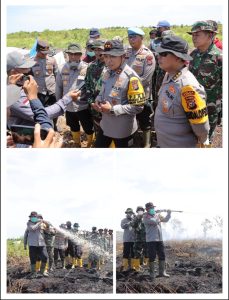 Kapolda Riau Pimpin Pemadaman dan Pendinginan Api di Rohil, Himbau Jangan Bakar Lahan