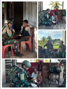 *Satgas Yonif 642/Kapuas Pos Kamundan Melaksanakan Pelayanan Kesehatan Rutin di Distrik Kamundan*