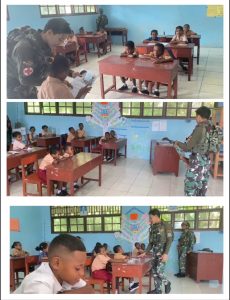 Wujud Dukungan Pendidikan di Papua Barat, Pos Kramomongga Yonif 642/Kps Laksanakan Gadik di SD Inpres Krawargef