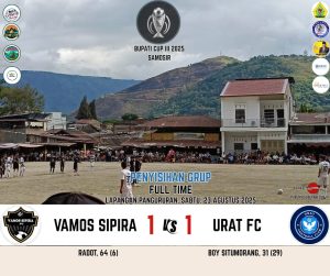 Vamos Sipira FC vs Urat FC Berakhir Imbang 1-1 di Bupati Cup III Samosir