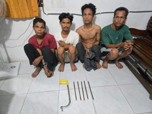 Akibat mencuri pipa milik PT,PHR Polsek Mandau Bekuk Empat Pria