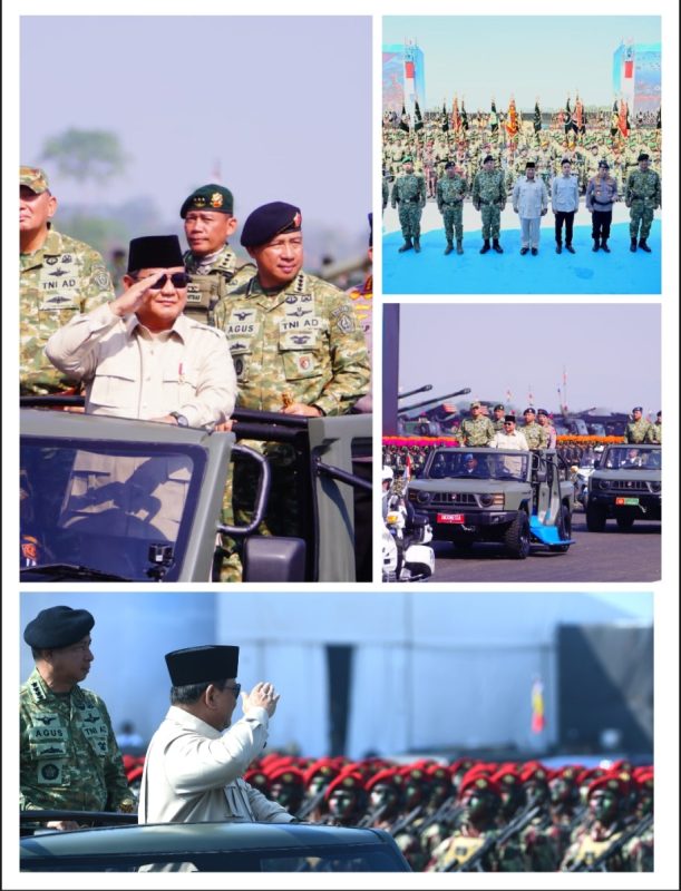 Panglima TNI Dampingi Presiden RI Prabowo Subianto Pada Upacara Gelar Pasukan Operasional dan Kehormatan Militer