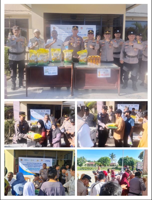 Polres Rohil Bersama Polsek Tanah Putih Gelar Gerakan Pangan Sembako Murah