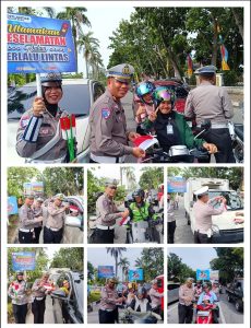 *Polantas Menyapa, Subdit Kamsel Ditlantas Polda Riau Tebar Semangat Merah Putih kepada Pengendara*