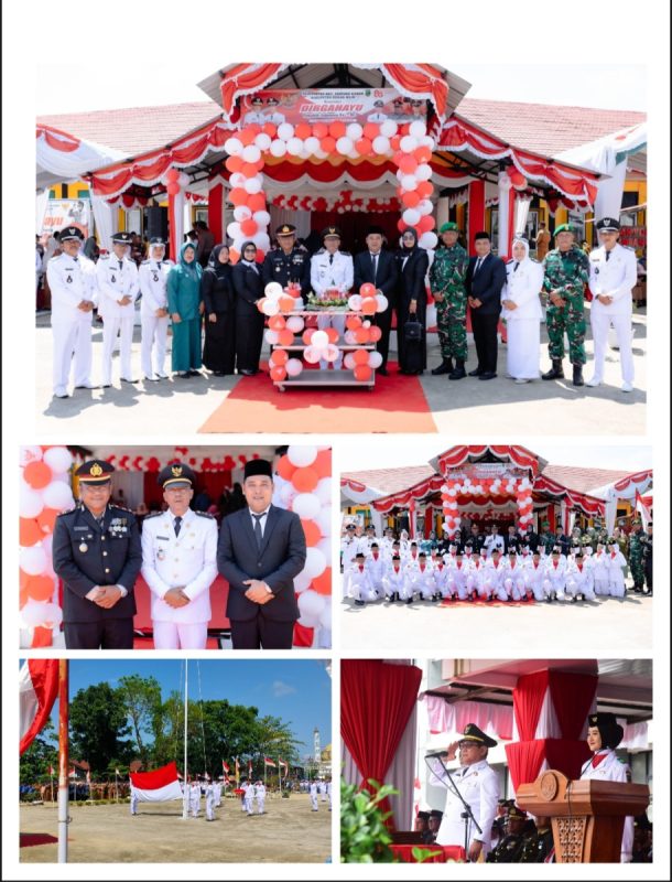 Perayaan HUT RI ke 80 berjalan hikmat di kecamatan Simpang kanan, hingga penurunan bendera merah putih