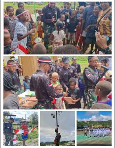 Satgas Yonif 763/SBA Pos Fef Laksanakan Upacara Bendera dan Perlombaan Perayaan HUT RI Ke-80