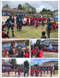 Semarakkan HU RI Ke-80 Satgas Yonif 763/SBK Gelar Perlombaan di SD 13 Kumurkek