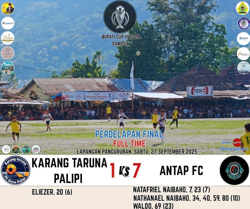 Antap FC Pesta Gol, Lolos ke Perempat Final Bupati Cup III Samosir 2025