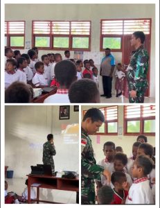 Pos Konja Satgas RI-PNG Yonif 763/SBA Bersama SD YPPK Santo Petrus Yarat Konja Gelar Pendidikan Pancasila, Wawasan Kebangsaan, dan Bela Negara