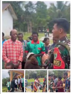 Satgas Pamtas RI-PNG Kewilayahan Yonif 763/SBA Pos Afkrem Laksanakan Kegiatan Binter Berupa Pembagian Naraga Kepada Masyarakat Kampung Afkrem
