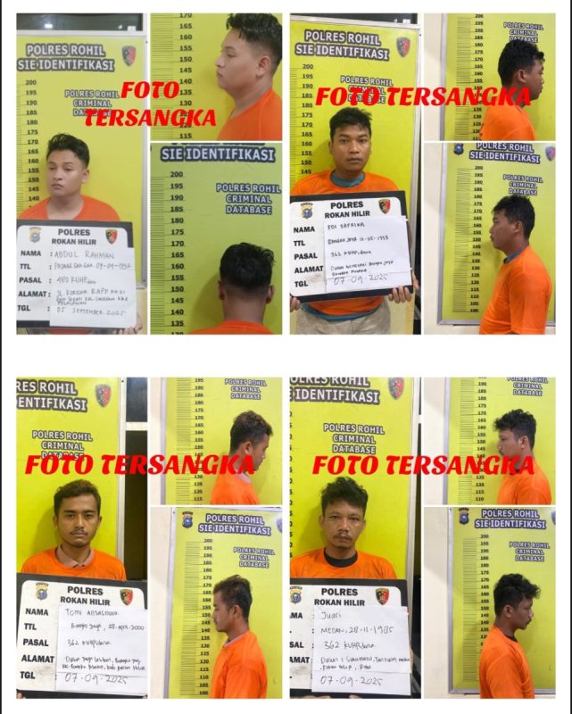4Tersangka Pencurian Mobil Cayla di Ujung Tanjung Berhasil Dibekuk Satreskrim Polres Rohil