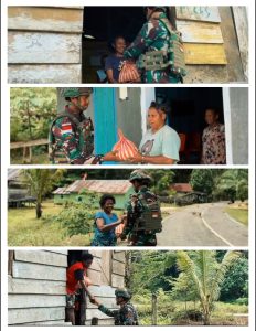 Satgas Pamtas Yonif 763/SBA Pos Joshiro Gelar Pembagian Sembako di Kampung Hamaran