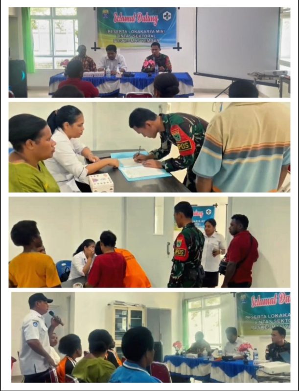 Satgas Pamtas RI-PNG Kewilayahan Yonif 763/SBA Pos Yembun Bersama Dinas Kesehatan Puskesmas Yembun Laksanakan Kegiatan Loka Karya Minilintas Sektoral