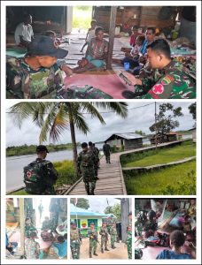 Pos Mur Satgas Yonif 123/Rajawali Melaksanakan Pelayanan Kesehatan Keliling di Kampung Mur Distrik Namboiman Bapai*