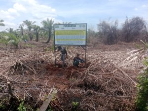 Polsek Bangko Polres Rohil Laksanakan Pemasangan Plang Larangan di Lahan Bekas Kebakaran Hutan dan Lahan