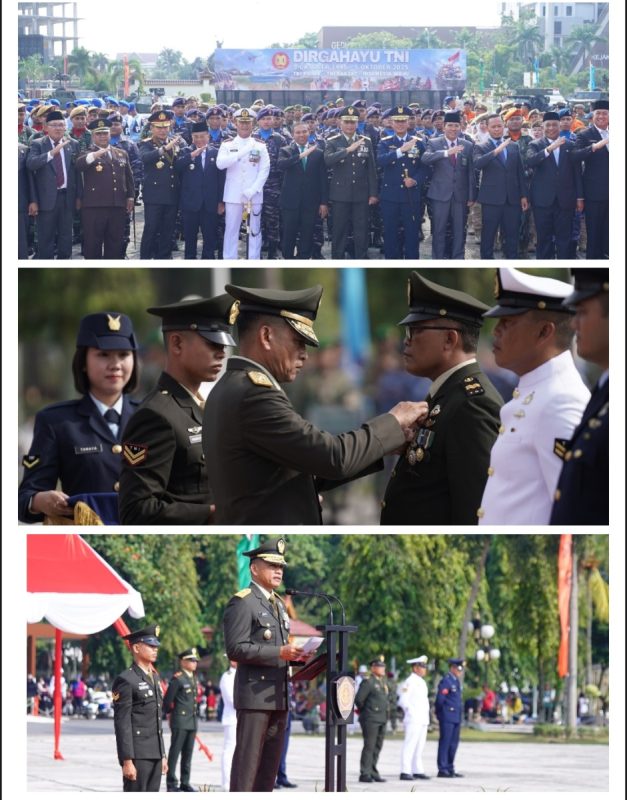 Kodam XIX/Tuanku Tambusai Gelar Upacara Peringatan HUT ke-80 TNI di Halaman Kantor Gubernur Riau