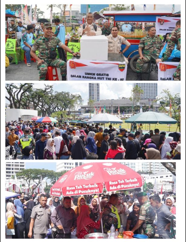 Ratusan Gerobak UMKM Sajikan Makanan Gratis di HUT ke-80 TNI Medan